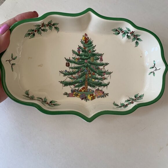 SPODE CHRISTMAS TREE OGEE CANDY DISH  MADE IN ENGLAND - Picture 7 of 7